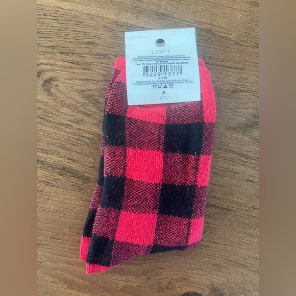 Loft Red and Black Plaid Socks - Picture 2 of 4